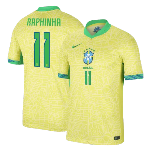 RAPHINHA #11 Brazil Home Soccer Jersey Copa America 2024